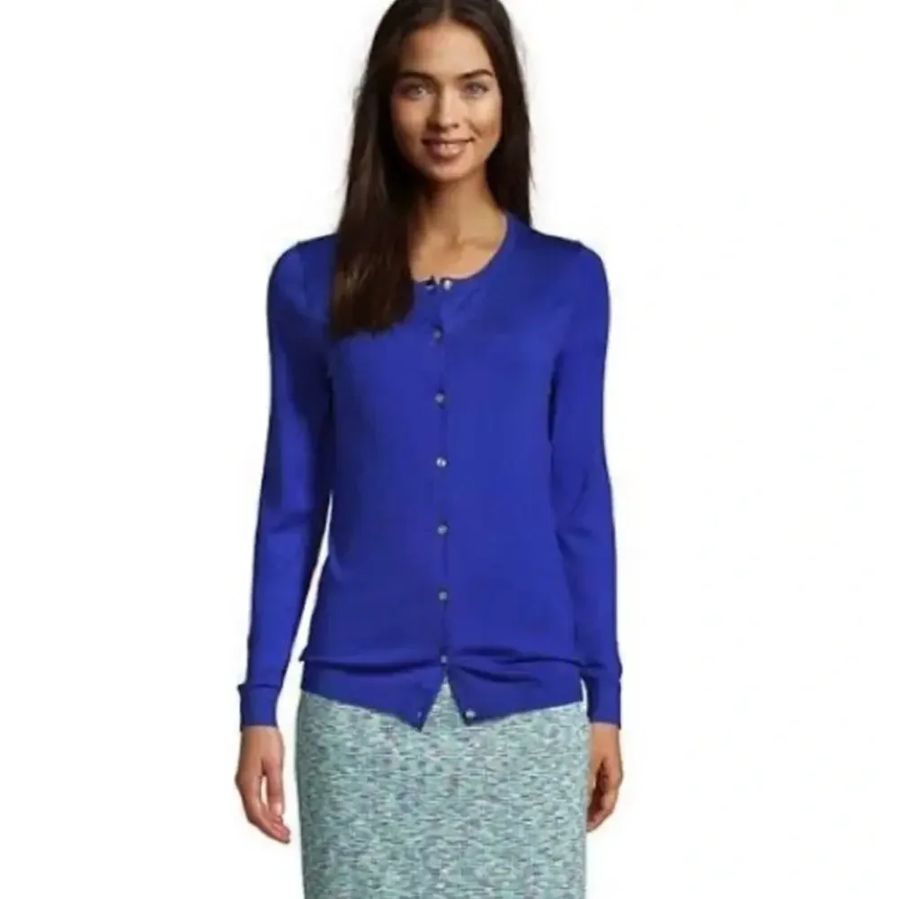 J. Crew Caryn Cotton Cardigan Sweater Cobalt Blue E5957 Size S